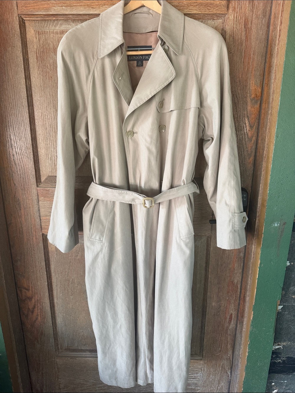London Fog Light Beige Trench Coat with Belt
